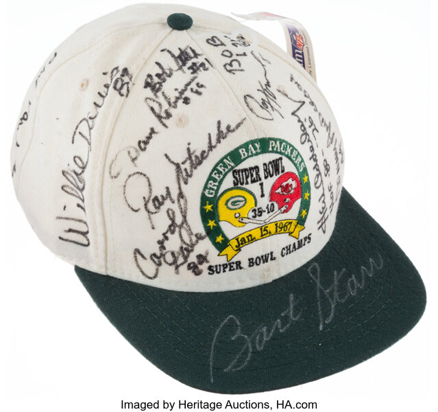 Super Bowl I Green Bay Packers Multi-Signed Hat (20 Signatures)., Lot  #43194