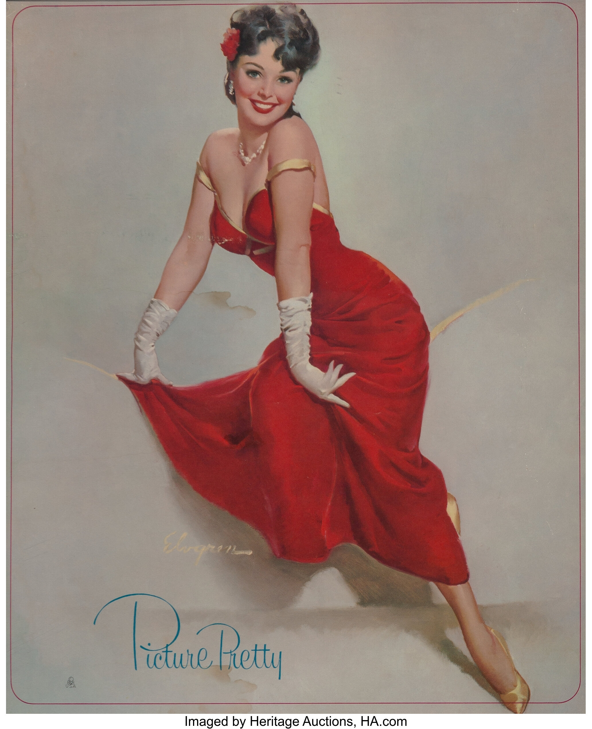 After Gil Elvgren (American, 1914-1980). Picture Pretty, Brown and ...