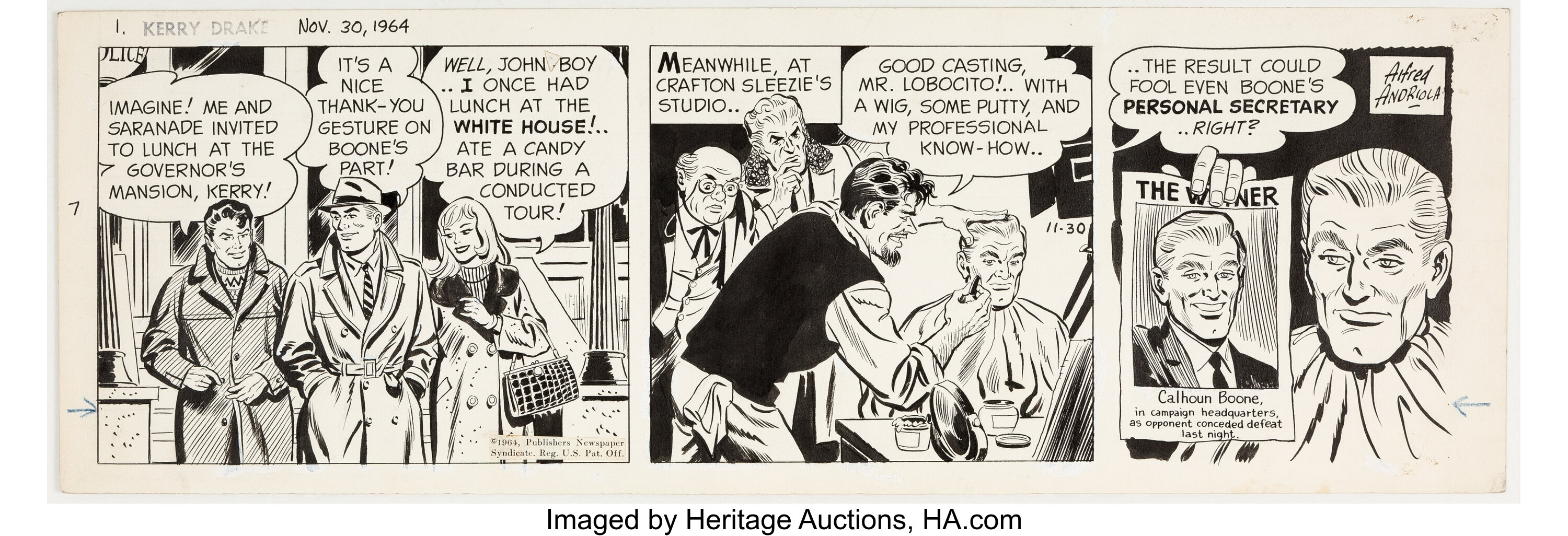 Alfred Andriola Kerry Drake Daily Comic Strip Original Art dated | Lot ...