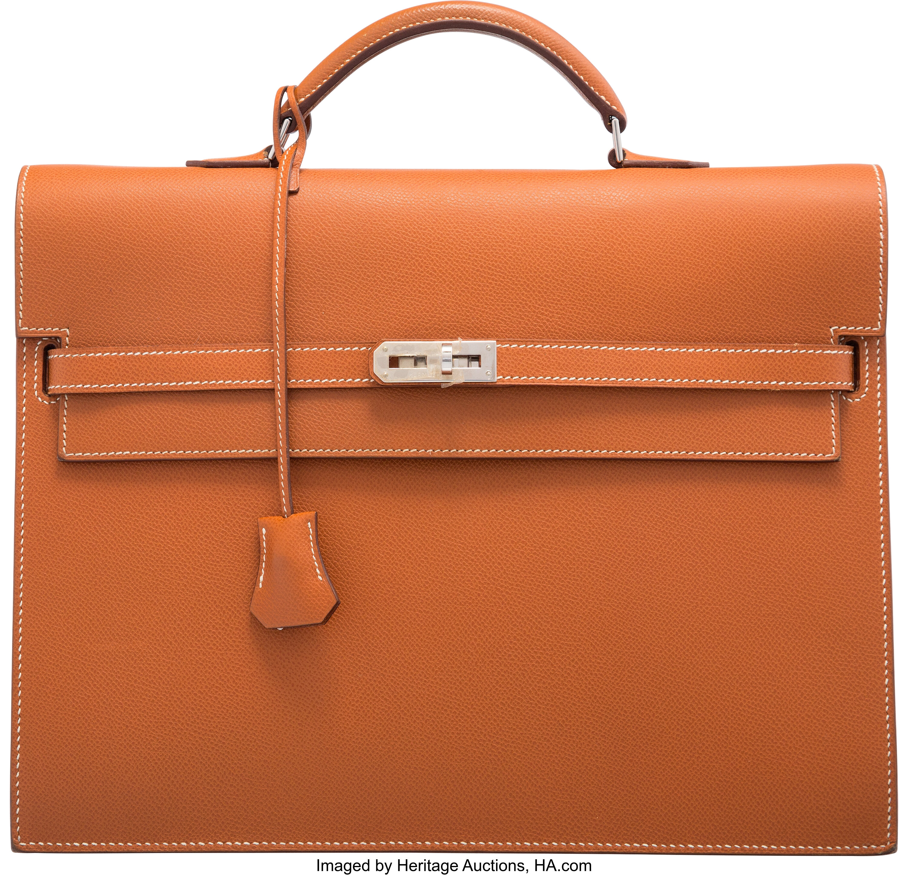 HERMES HERMES Kelly Depeche 34 Briefcase Epsom leather Orange Used mens SHW  L 2008 ケリー