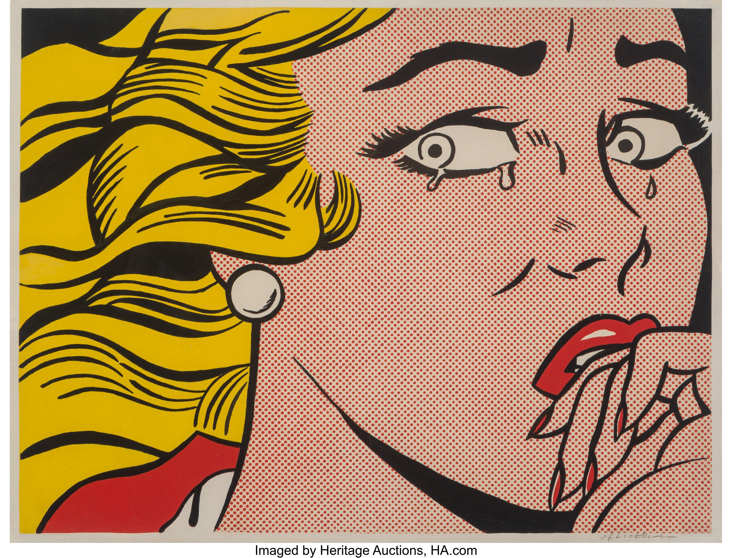 Roy Lichtenstein 1923 1997 Crying Girl 1963 Offset Lithograph Lot Heritage Auctions