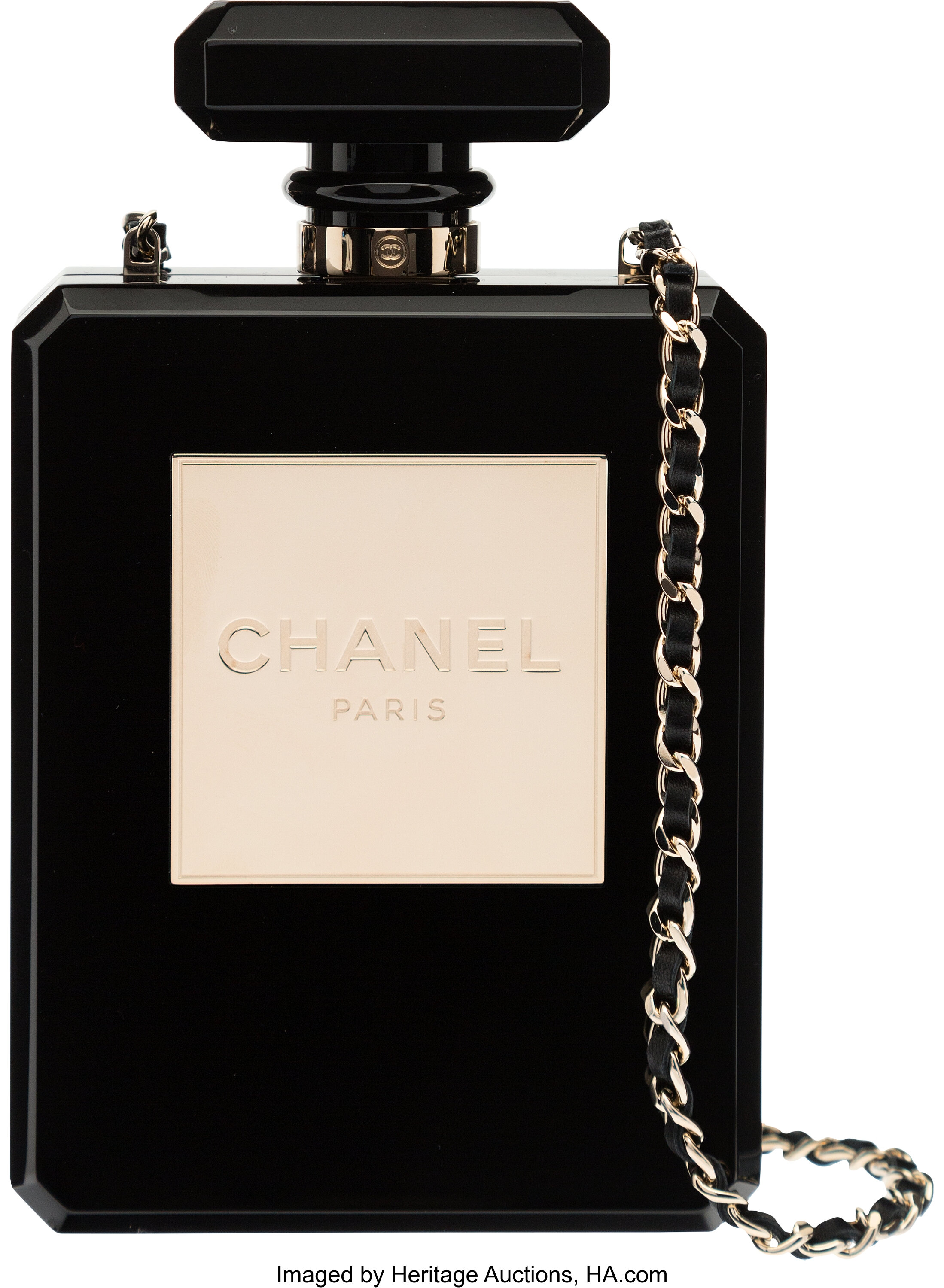 Chanel Limited Edition Black Plexiglass Perfume Bottle Bag. The
