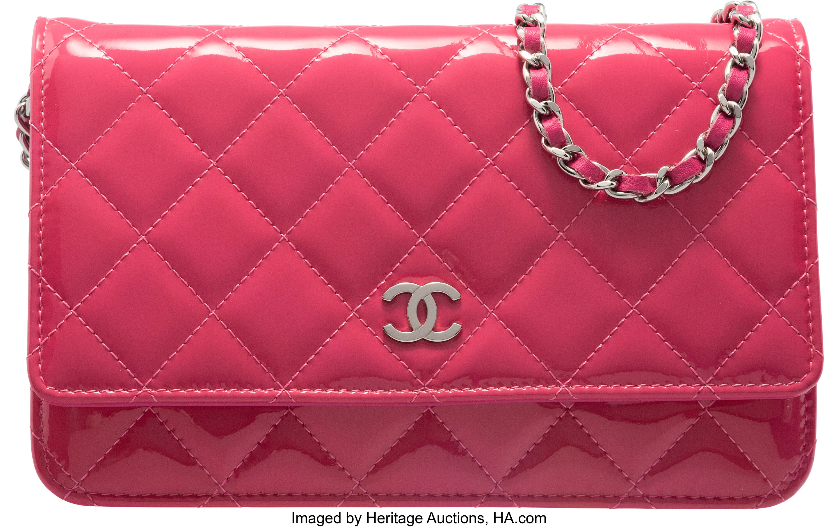 chanel pink leather wallet