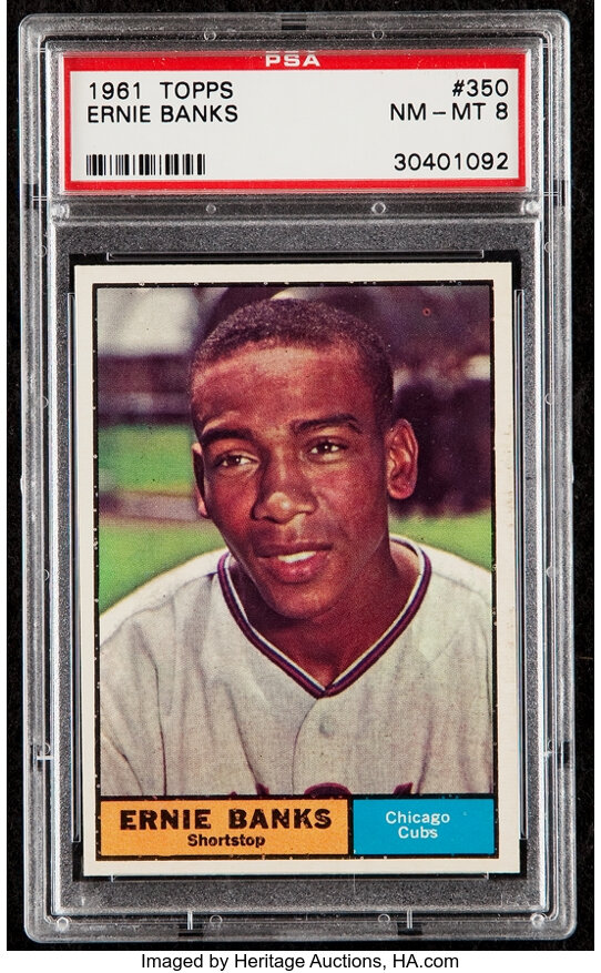 Ernie Banks Card 1962 Topps #25 PSA 8 (centered)