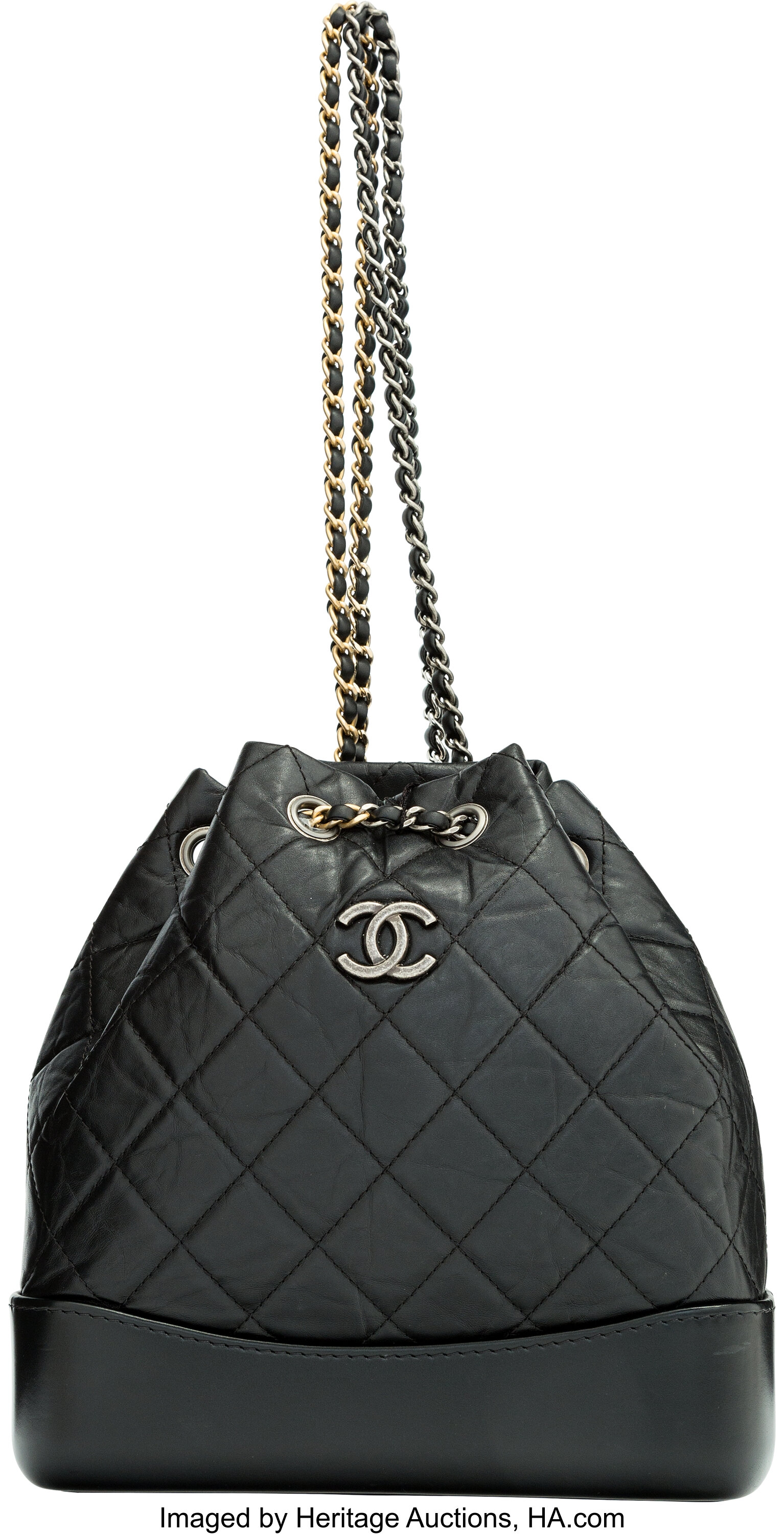 CHANEL Aged Calfskin Quilted Gabrielle Backpack Black 217544