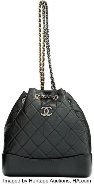 Chanel Gabrielle Backpack Black Aged Calfskin Small Beige Black