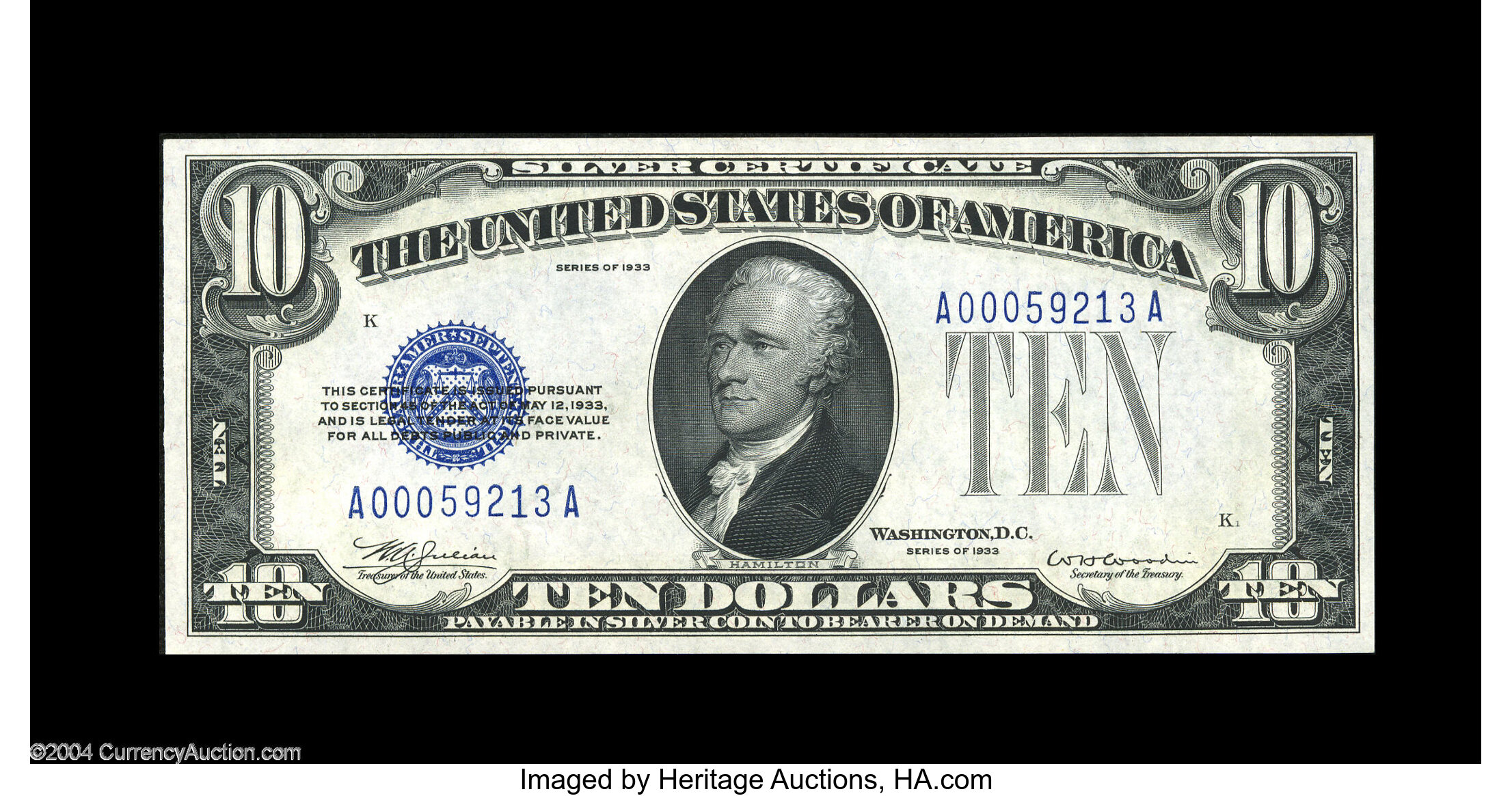 Fr 1700 $10 1933 Silver Certificate Superb Gem Crisp Lot #16254