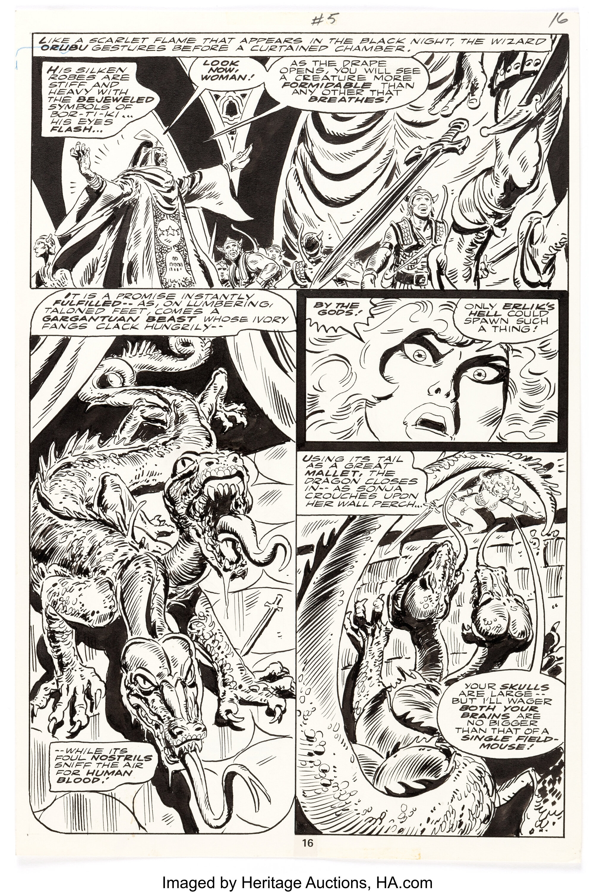 Frank Thorne Red Sonja #5 Story Page 10 Original Art (Marvel, | Lot ...