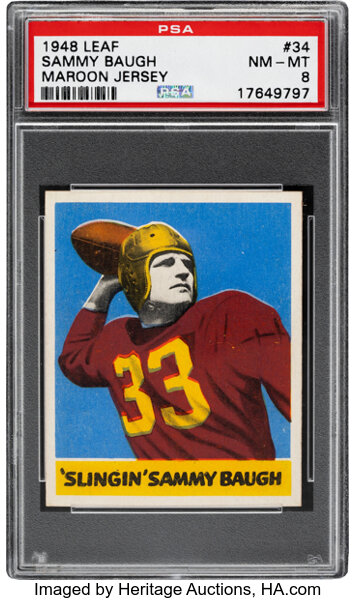 1948 Leaf Sammy Baugh Red Jersey