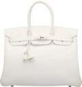 HERMÈS, WHITE BIRKIN 35CM OF EPSOM LEATHER WITH PALLADIUM HARDWARE, Handbags & Accessories, 2020