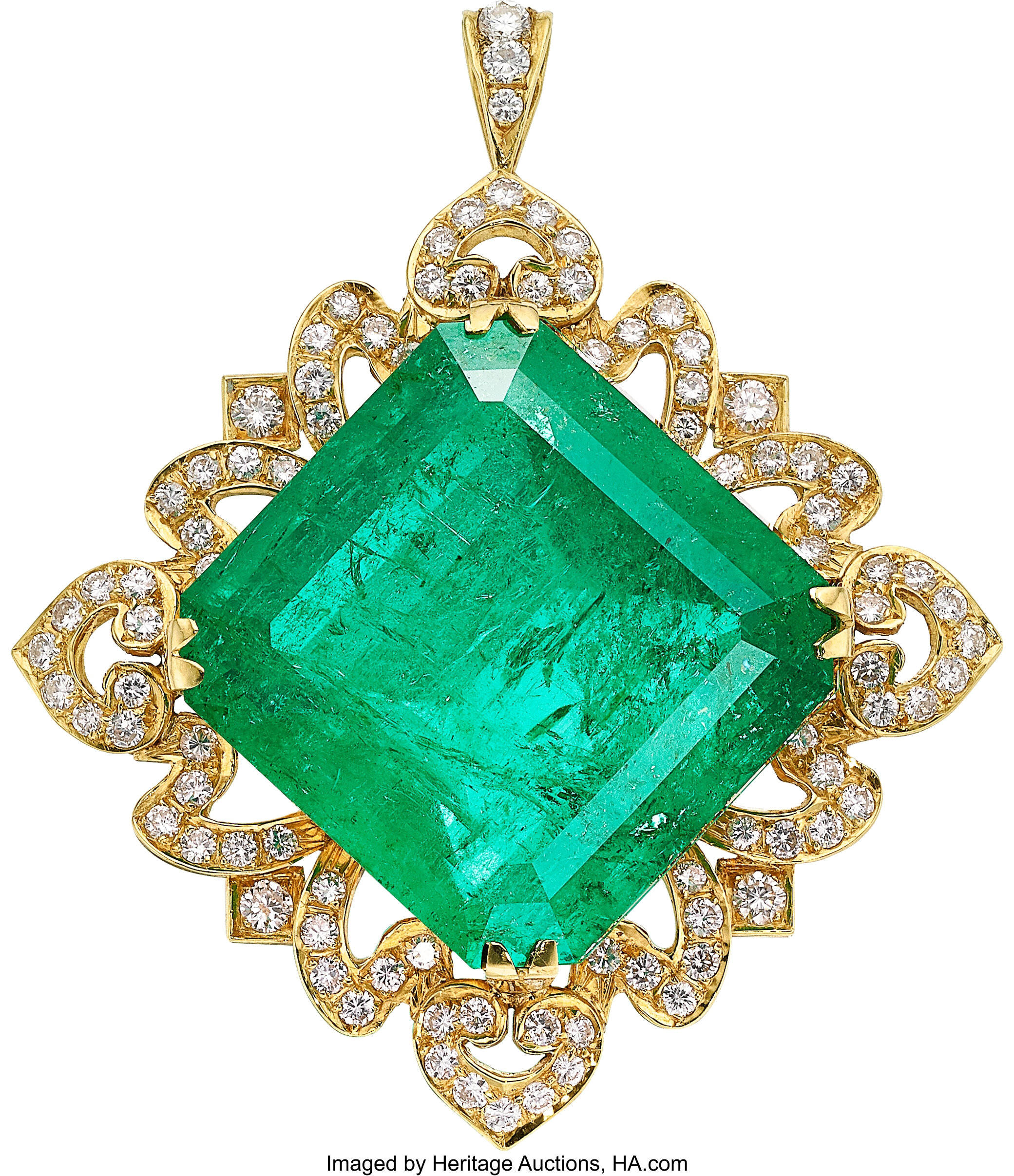 Colombian Emerald, Diamond, Gold Pendant . ... Estate Jewelry | Lot ...