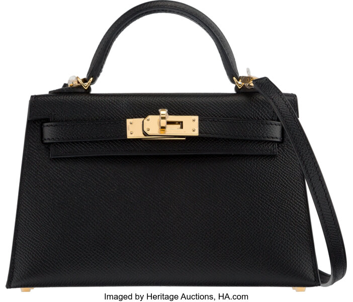 Exceptional Hermès Mini Kelly II Epsom Trench Black Permabrass Hdw