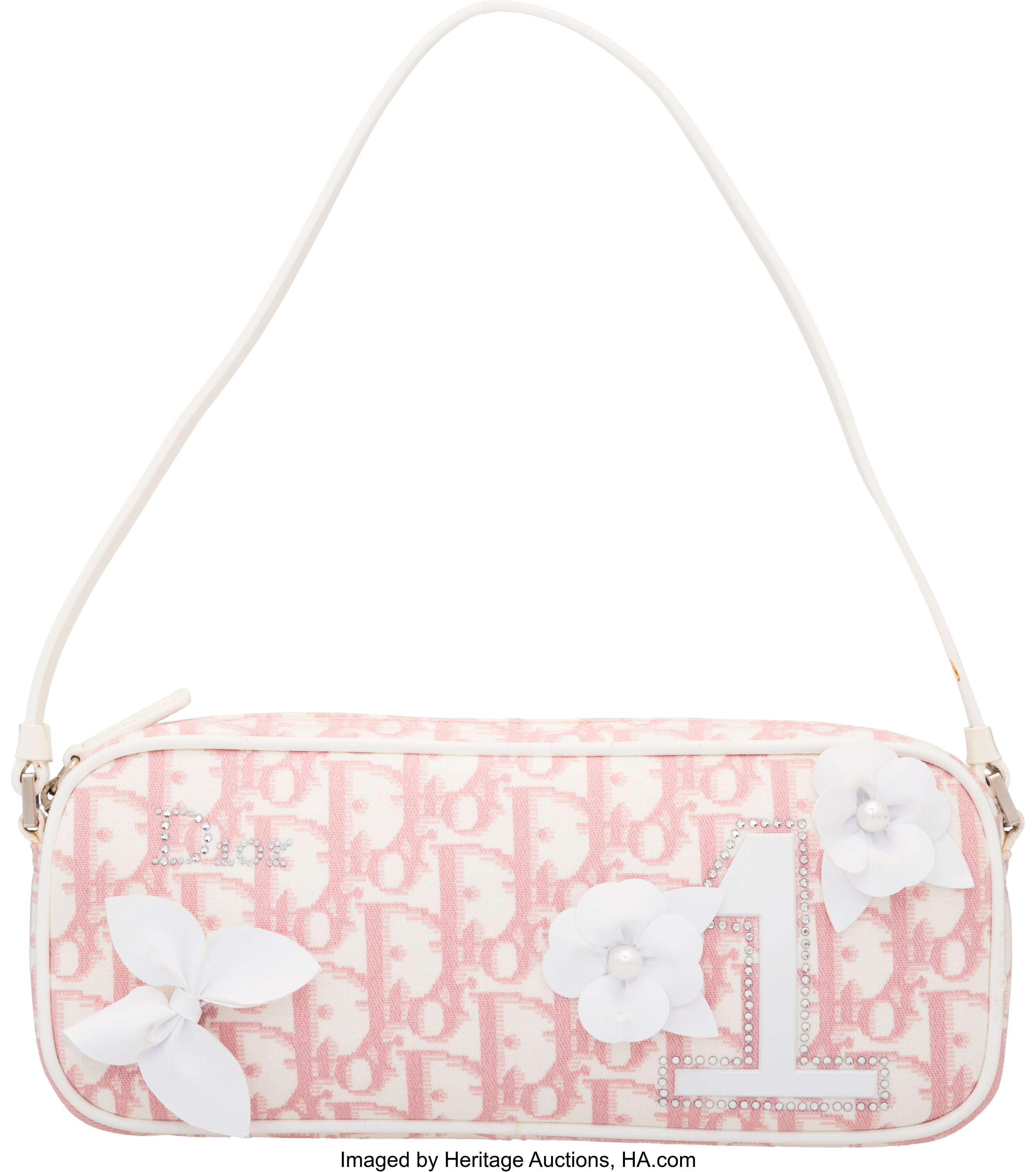  Dior Vintage Iridescent Pink Monogram Canvas Shoulder Bag