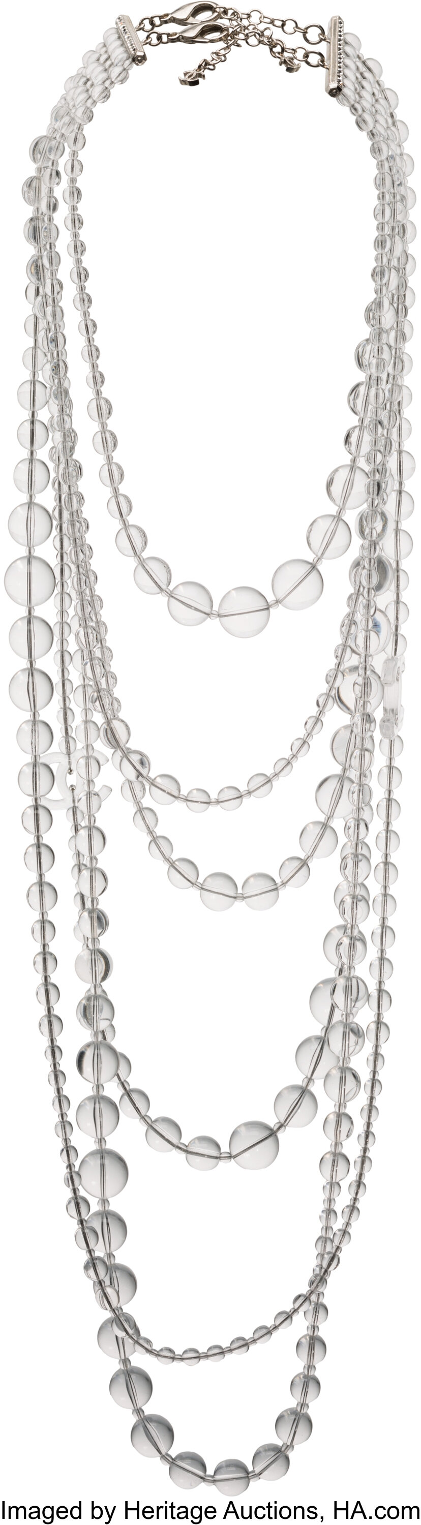 Faux Pearl & Crystal 'CC' Long Necklace