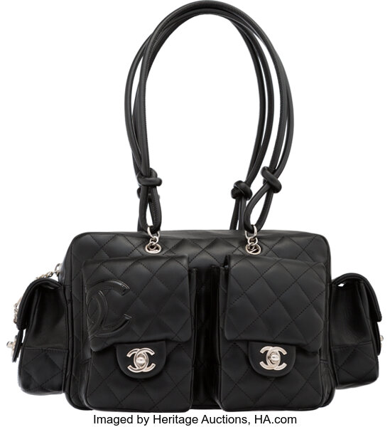 Chanel Black Quilted Lambskin Leather Cambon Multi-Pocket Reporter