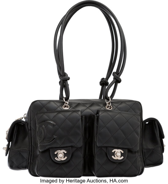 Chanel Quilted Ligne Cambon Multipocket Reporter XL Bag - black