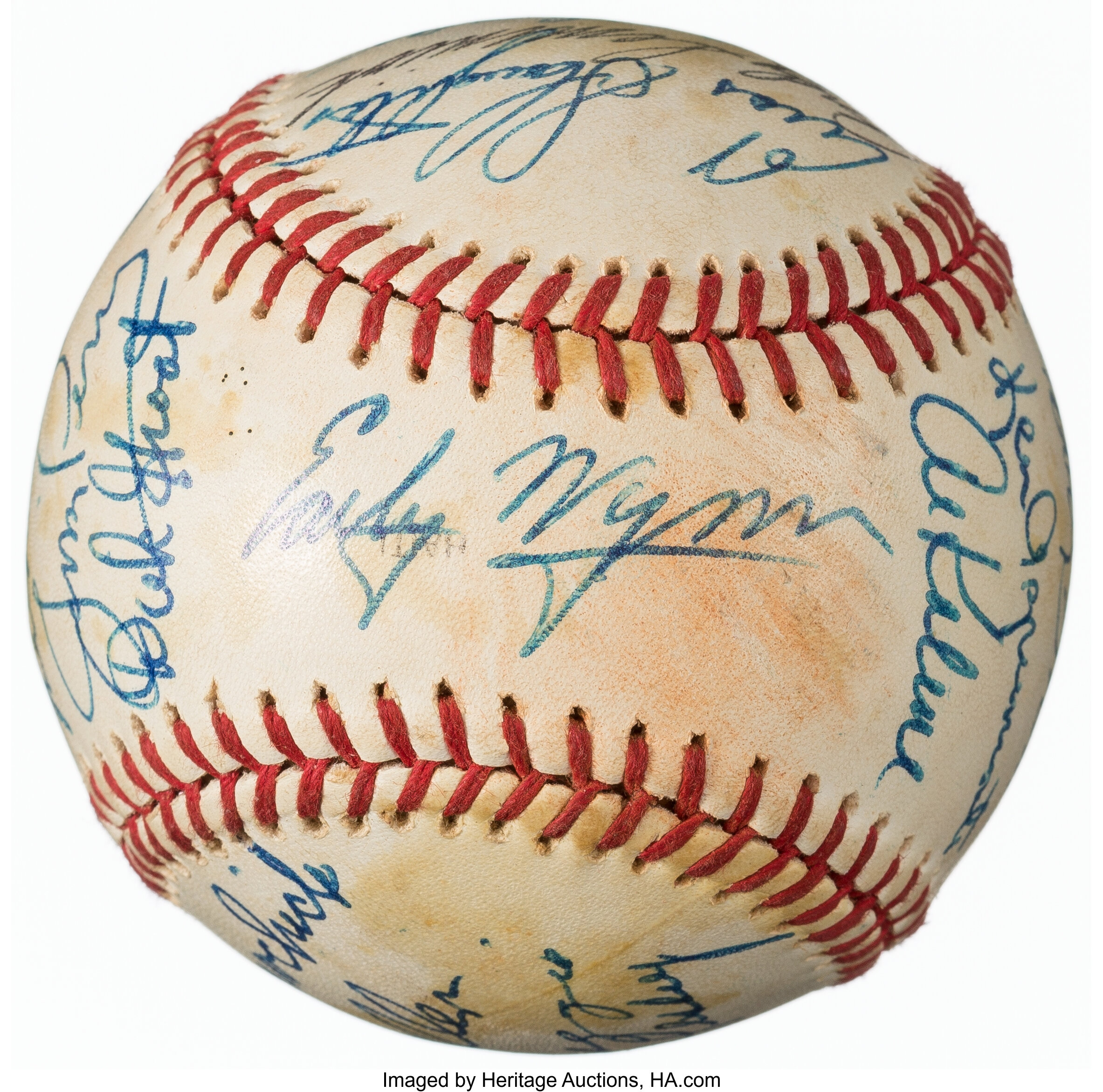 BOBBY DOERR BOB FELLER GAYLORD PERRY Signed Baseball PSA/DNA