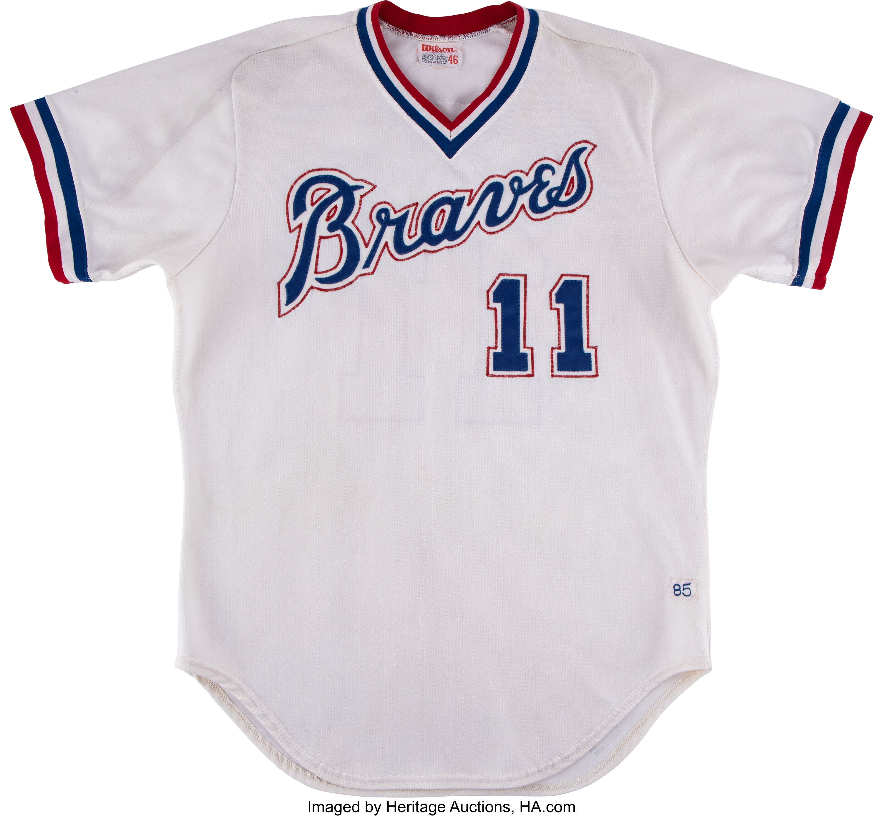 1985 Bob Horner Game Worn Atlanta Braves Jersey.  Baseball, Lot #57391