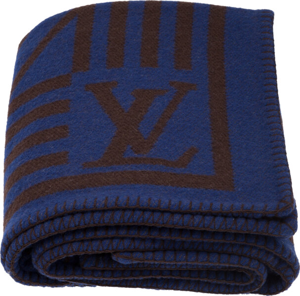 LOUIS VUITTON Wool Cashmere Cushion Pillow Blue Gray 1225529