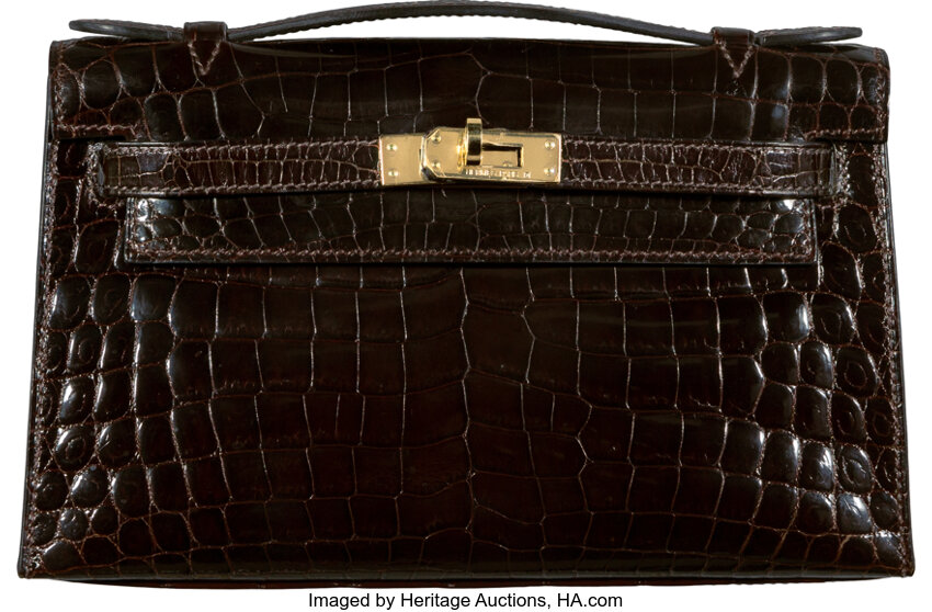 Marron Fonce Matte Niloticus Crocodile Kelly Pochette with Diamonds and  White Gold, 2006, Luxury Handbags: Vintage Icons from the Wolf Collection, 2023