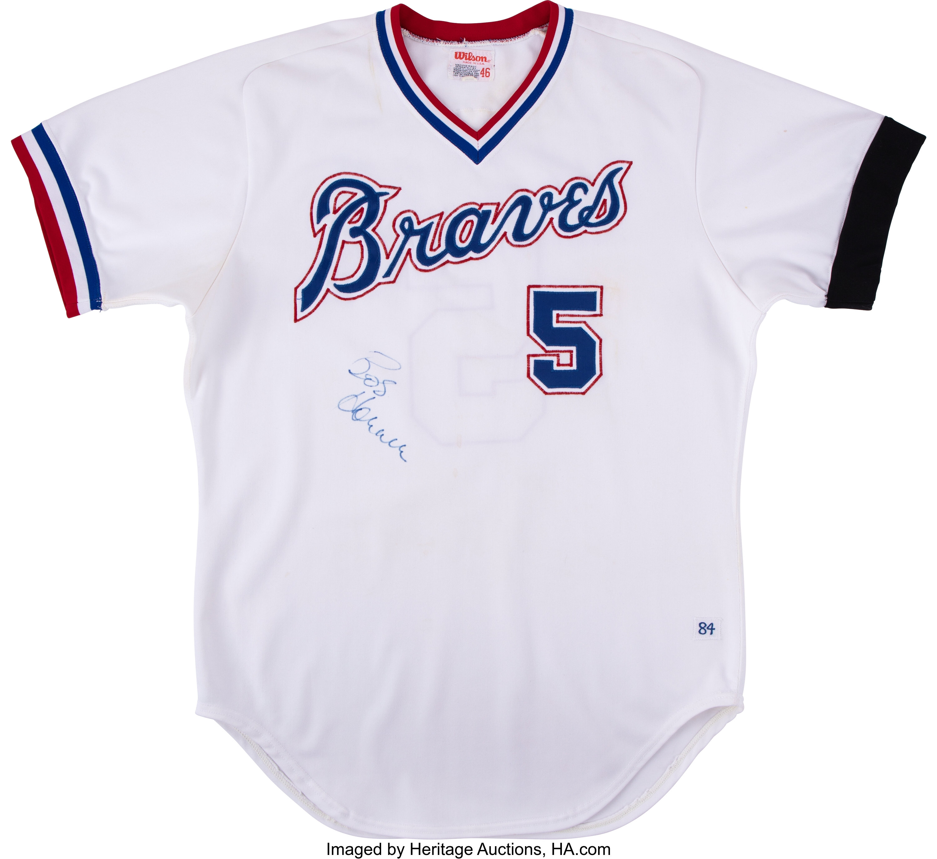 1984 Bob Horner Game Worn & Signed Atlanta Braves Jersey & Cap Lot, Lot  #56472