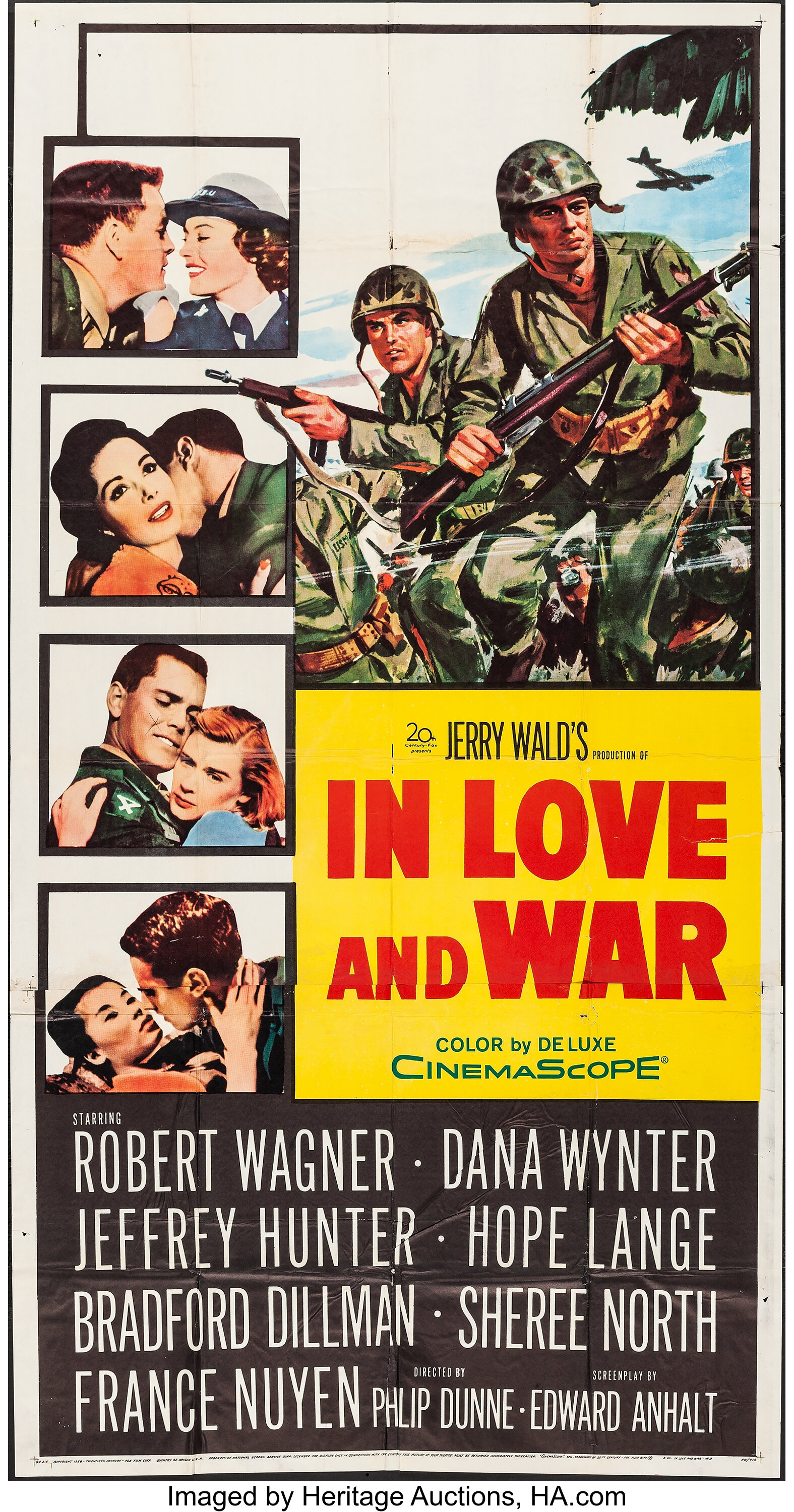 In Love And War th Century Fox 1958 Folded Fine Very Fine Lot Heritage Auctions
