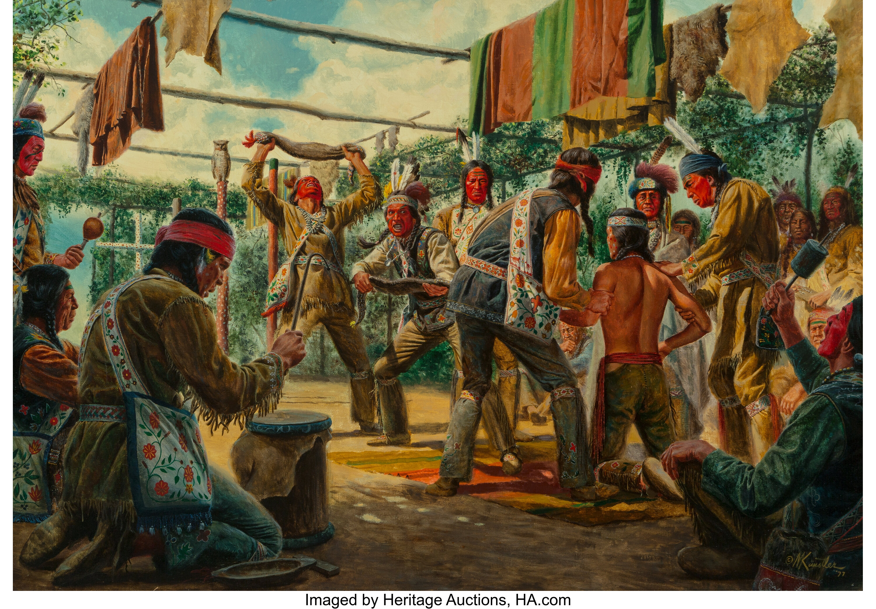 Mort Künstler (American, b. 1931). Midewiwin Ceremony of the | Lot ...