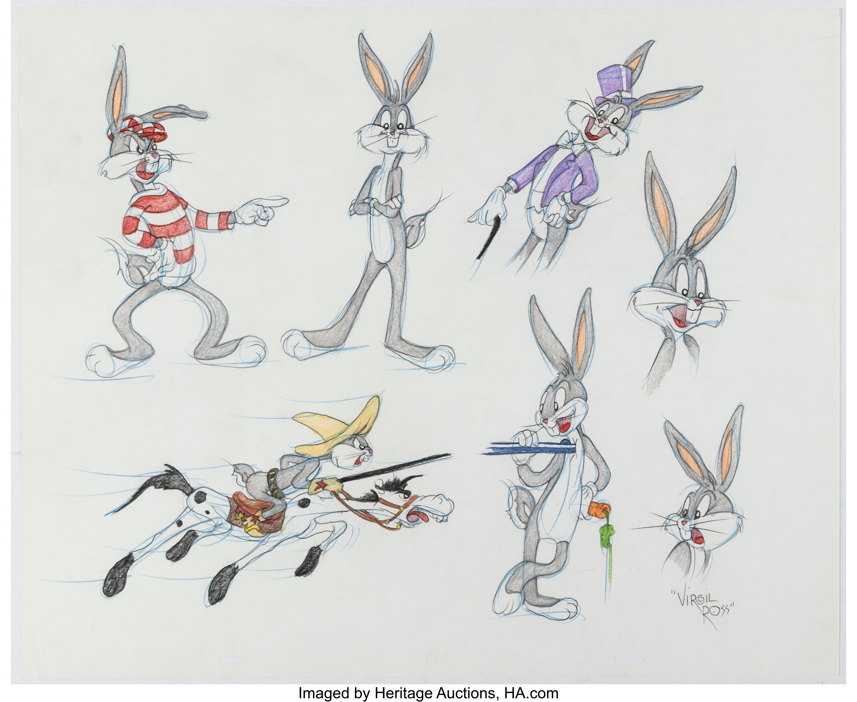 Virgil Ross - Speedy Gonzales and Sylvester Model Sheet Drawing