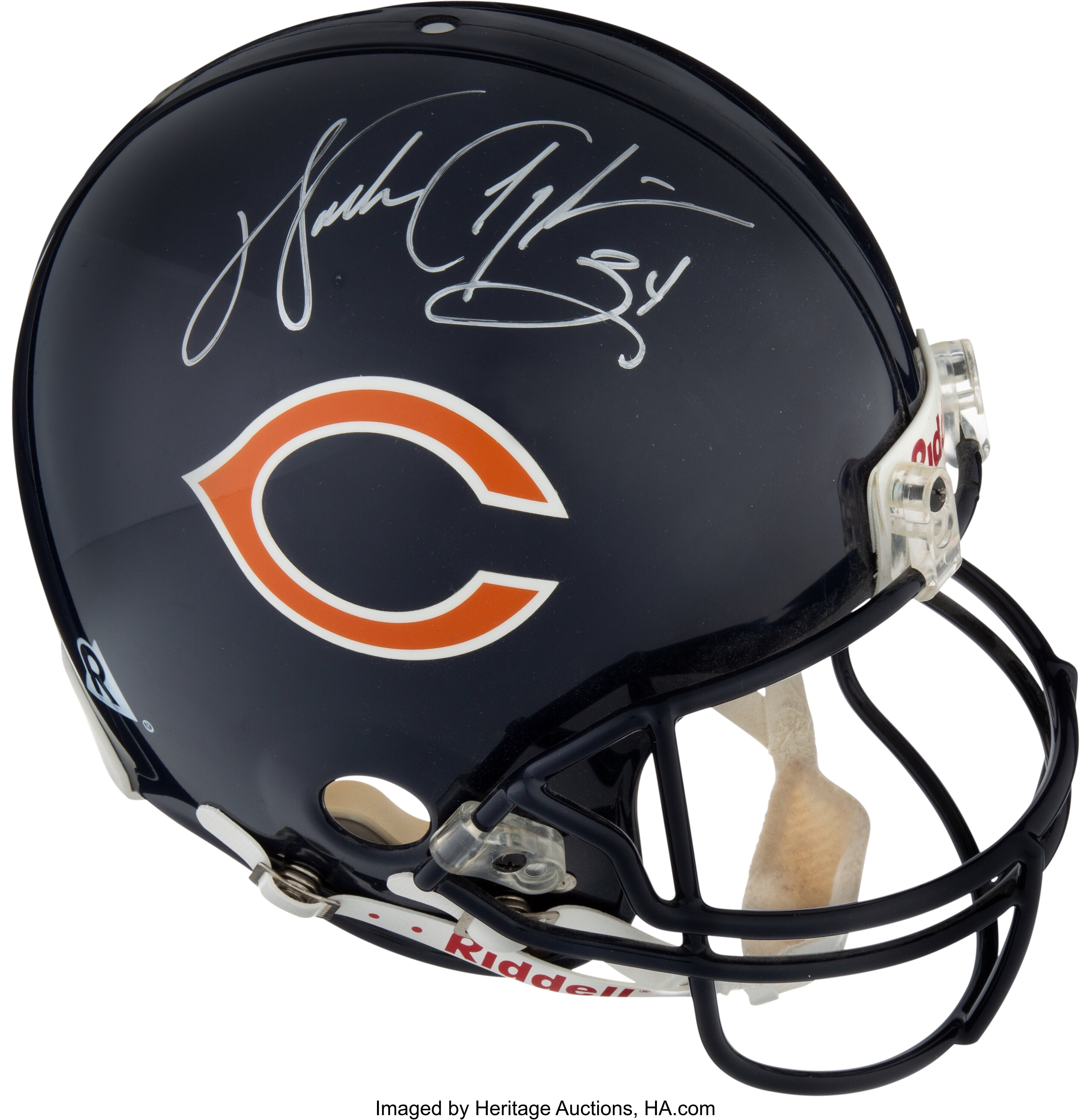 Walter Payton Signed Heavily Inscribed Chicago Bears Career STAT Helmet PSA  DNA