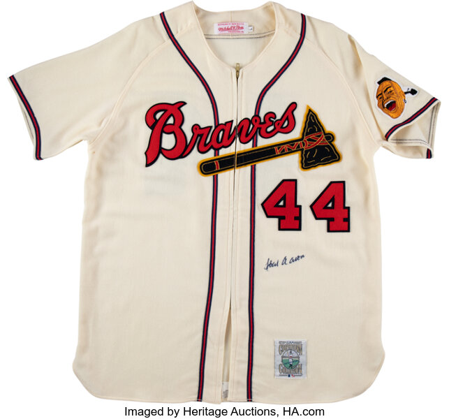 1990's Hank Aaron Signed Mitchell & Ness Milwaukee Braves Jersey., Lot  #57299