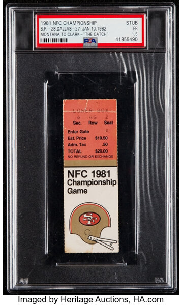1981 NFC Championship Game Ticket Stub - Montana to Clark 'The, Lot #41189