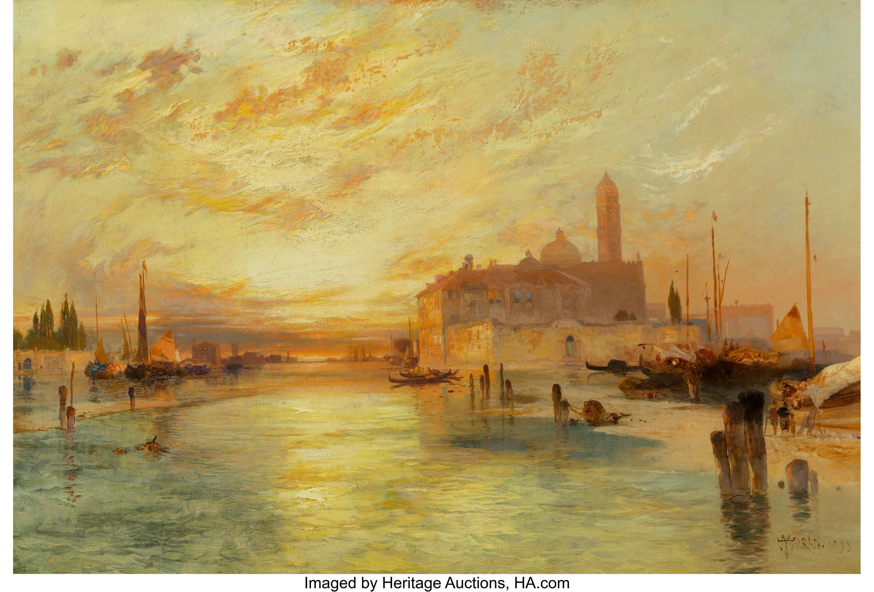 Thomas Moran (American, 1837-1926). Venice. Oil on canvas. 20 x 30