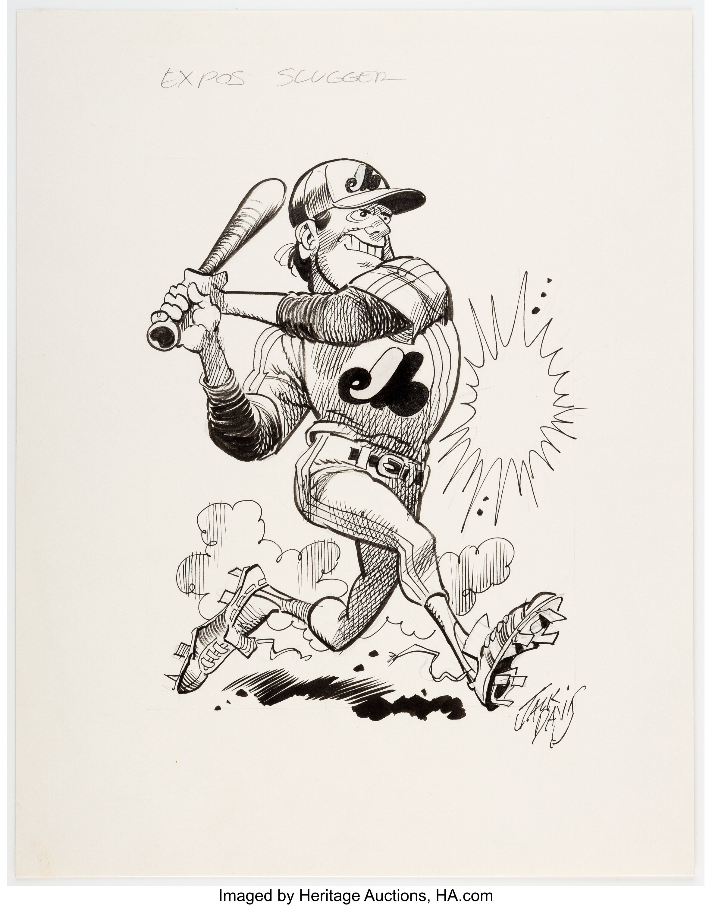 Jack Davis Atlanta Braves Baseball Illustration Original Art (Hot, Lot  #13032