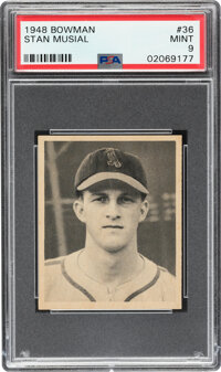 Sold at Auction: 1948 Leaf #4 Stan Musial autographed Rookie card.