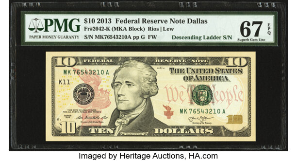 Descending Ladder Serial Fr 42 K 10 13 Federal Lot Heritage Auctions