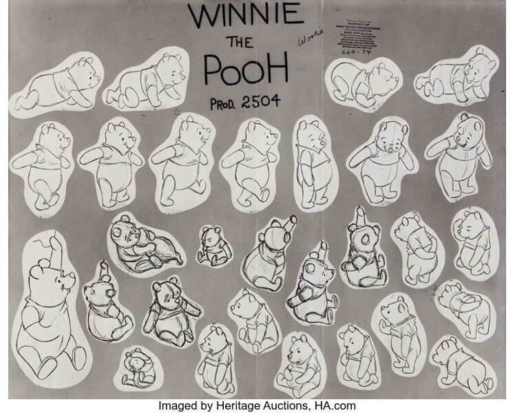 Winnie the Pooh Studio Model Sheet (Walt Disney, 1966