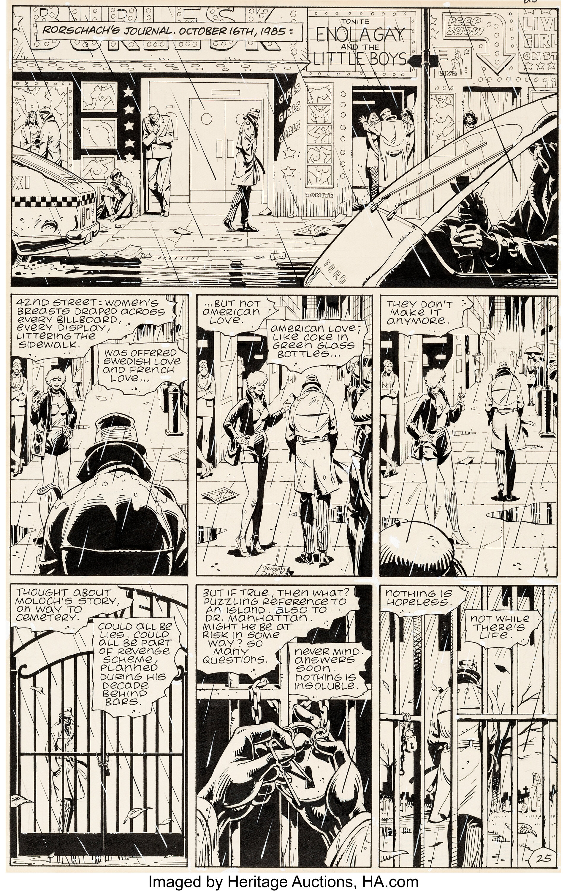 Dave Gibbons Watchmen #2 Story Page 25 Rorschach Original Art (DC ...