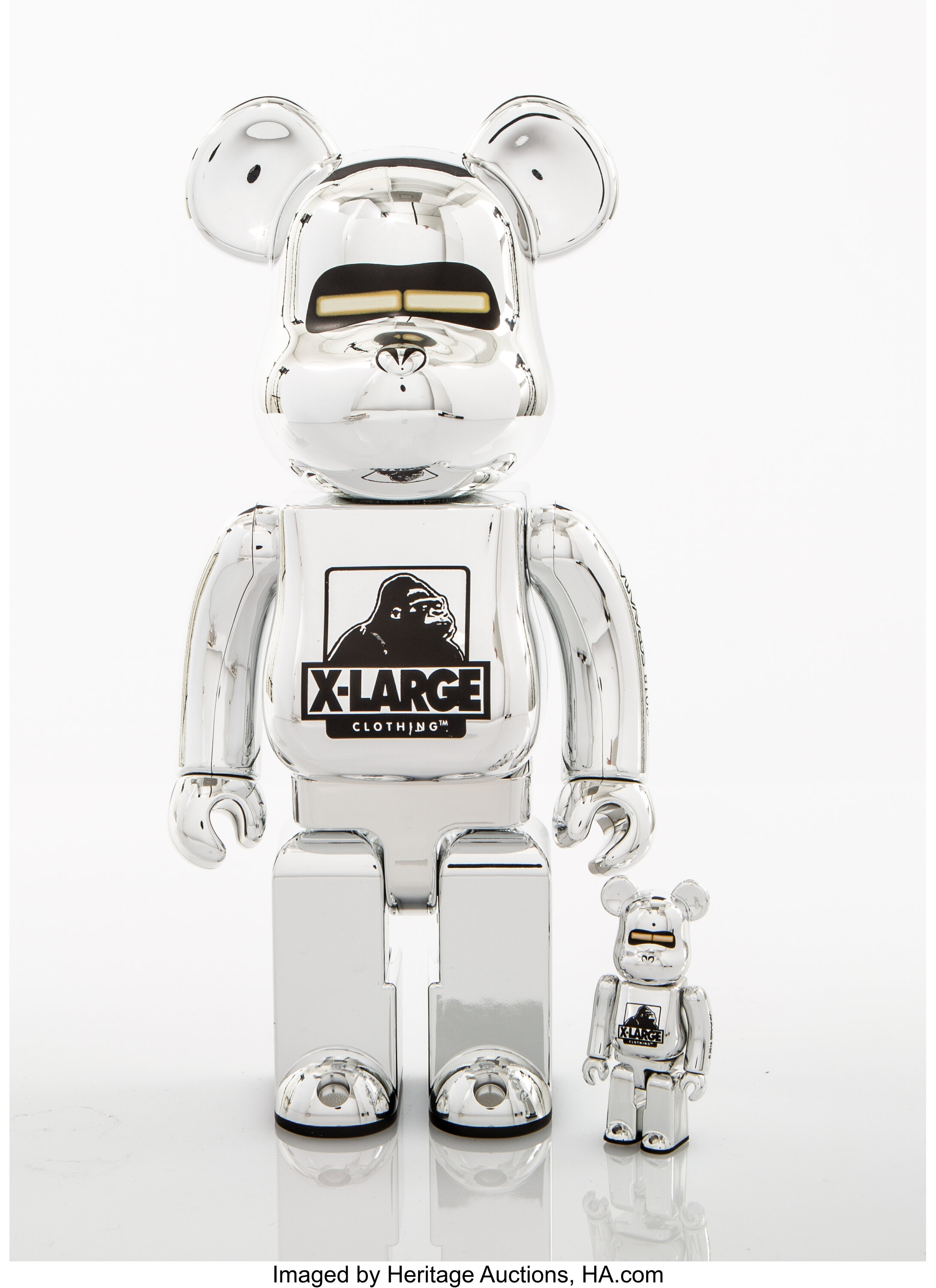 BE@RBRICK X XLARGE X Hajime Sorayama. Robot 400% and 100% (Silver