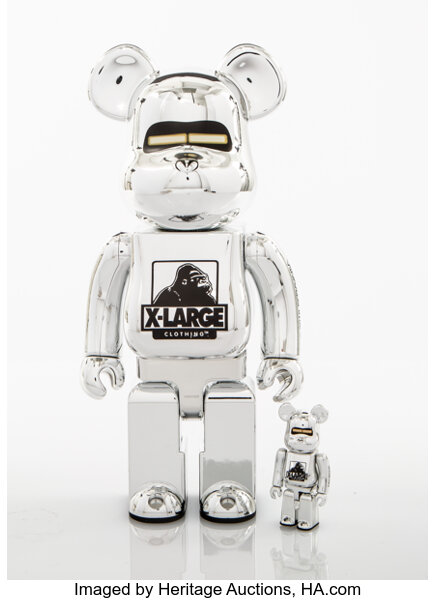 BE@RBRICK X XLARGE X Hajime Sorayama. Robot 400% and 100% (Silver