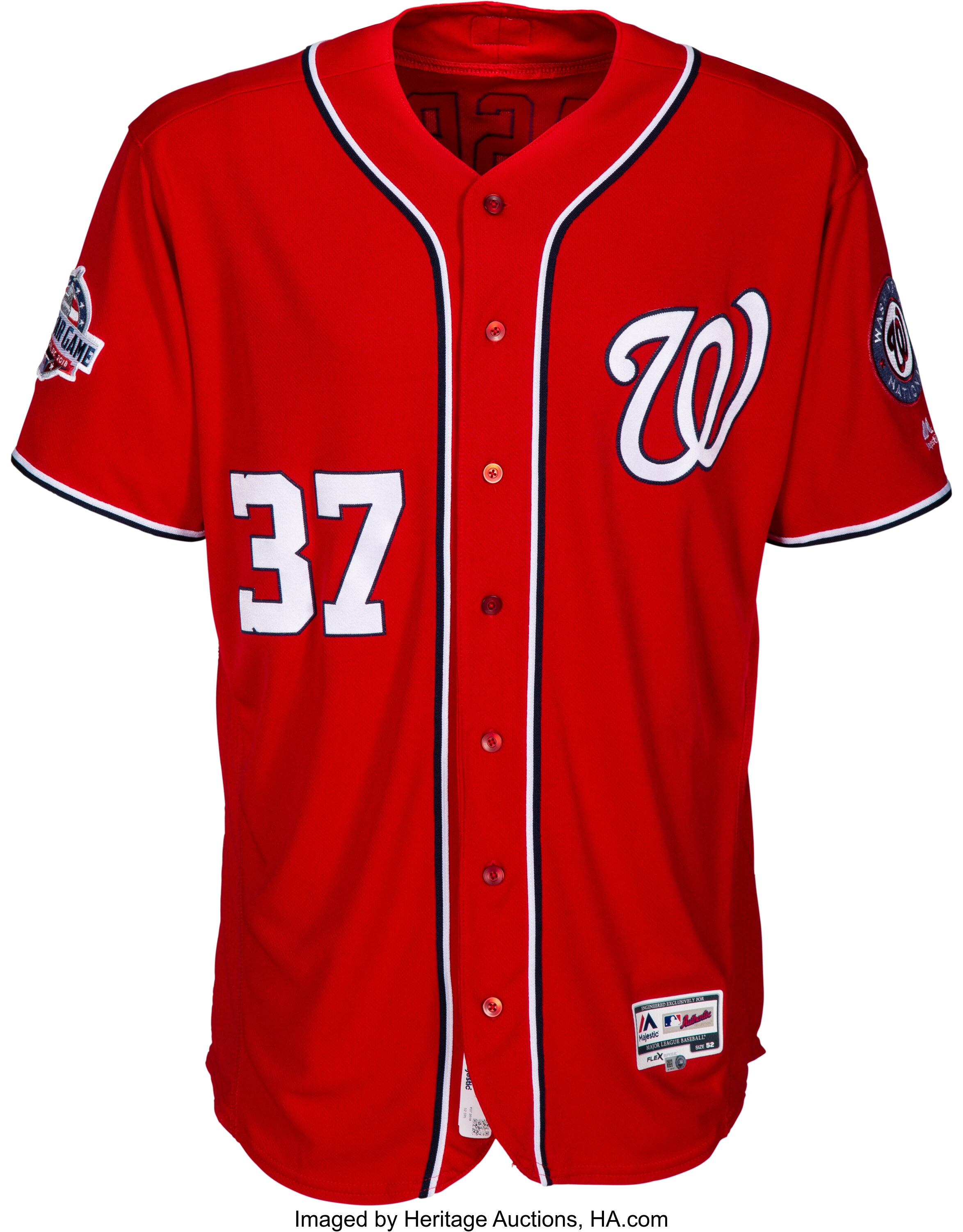 Nationals Stephen Strasburg 2018 Game Used Red Majestic Flexbase Jersey MLB