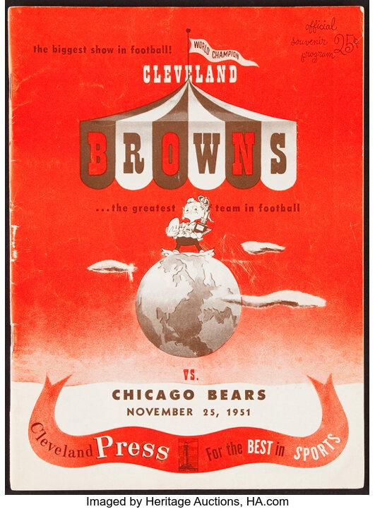 Extremely Significant November 25, 1951 Cleveland Browns vs.