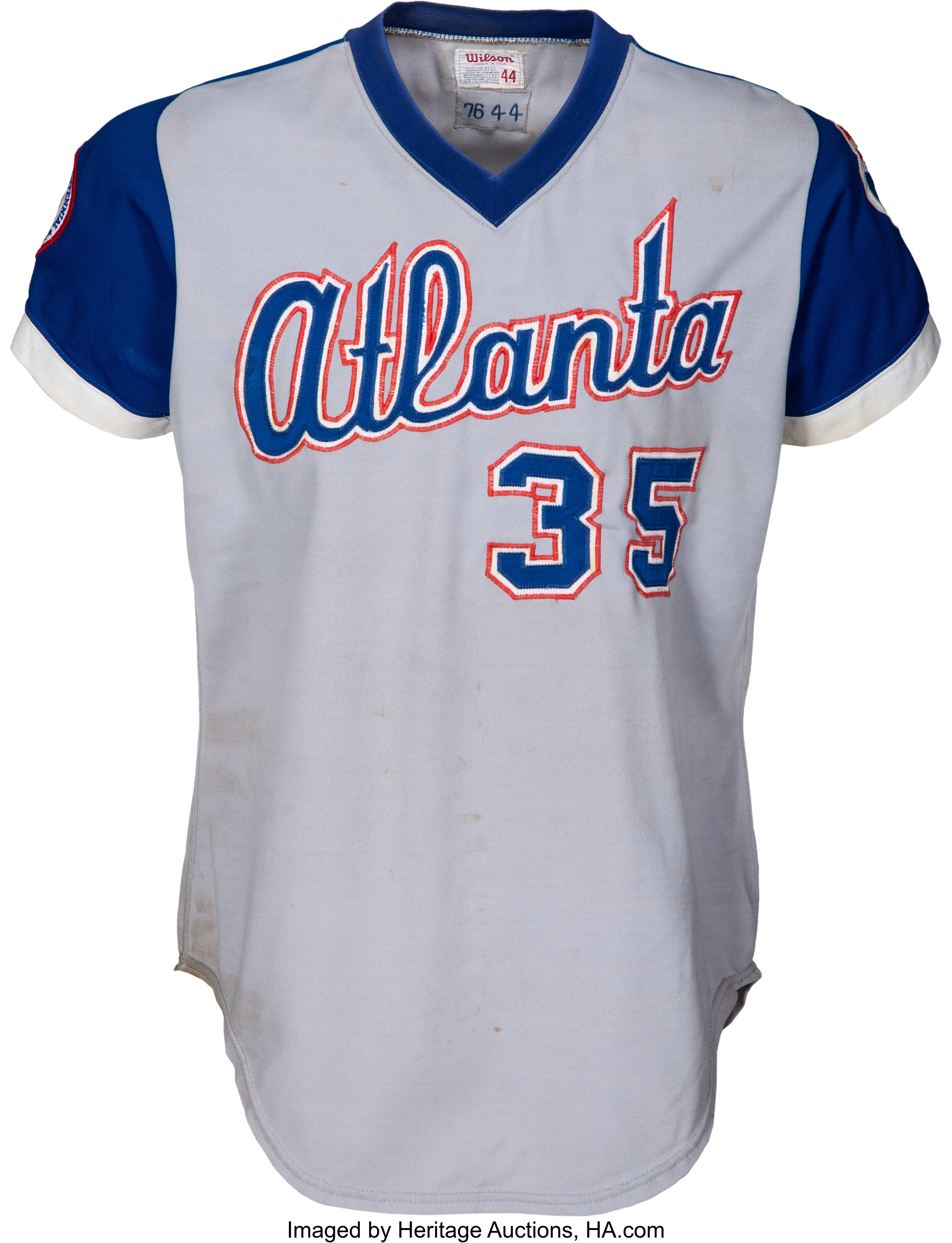 2014 Gwinnett Braves #33 Game Used Blue Red Jersey BRAVE0382