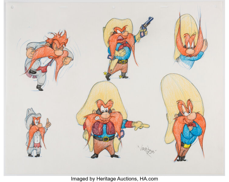 Original Warner Brothers Virgil Ross Model Sheet Animation Drawing fea –