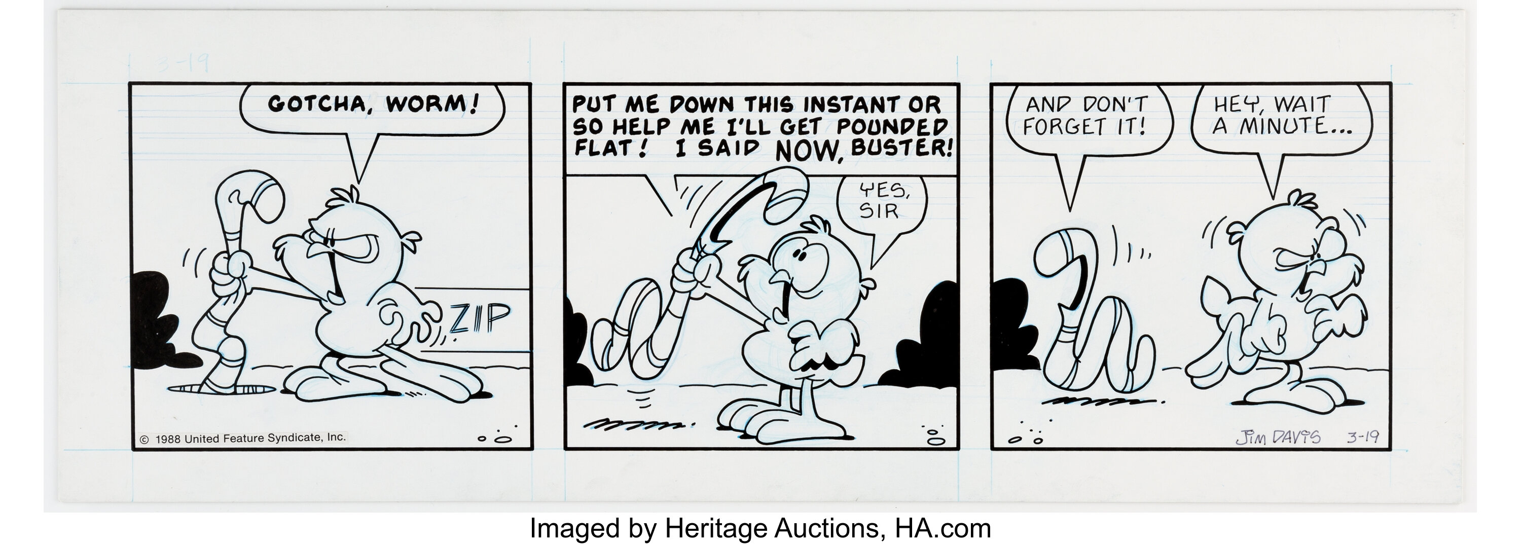 Jim Davis Us Acres Daily Comic Strip Original Art Dated 3 19 Lot Heritage Auctions