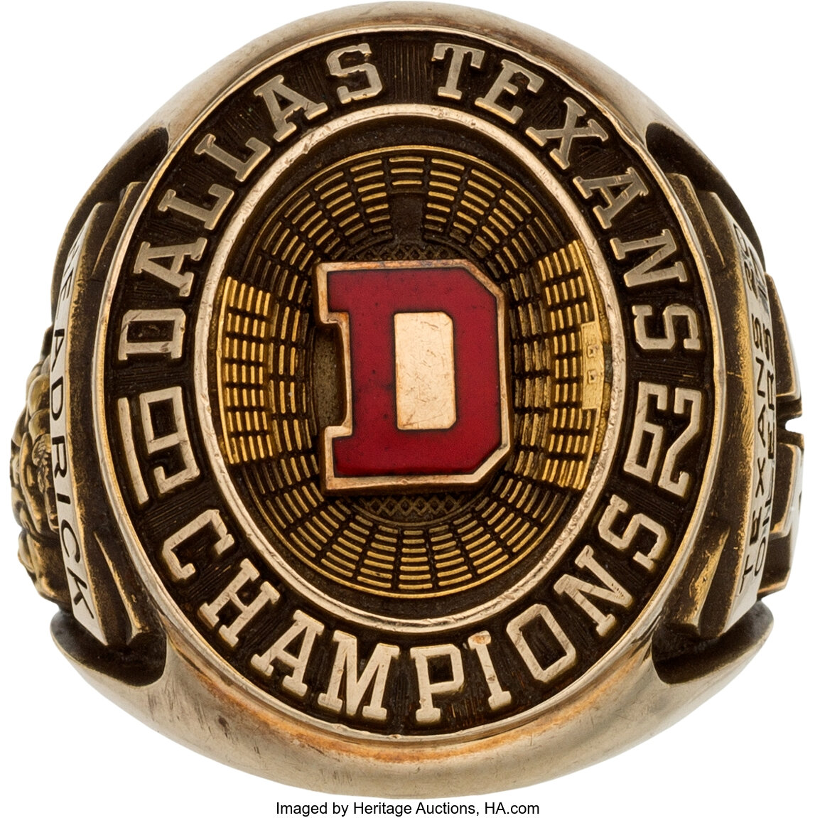 1962 DALLAS TEXANS AFL AMERICAN FOOTBALL LEAGUE CHAMPIONSHIP RING