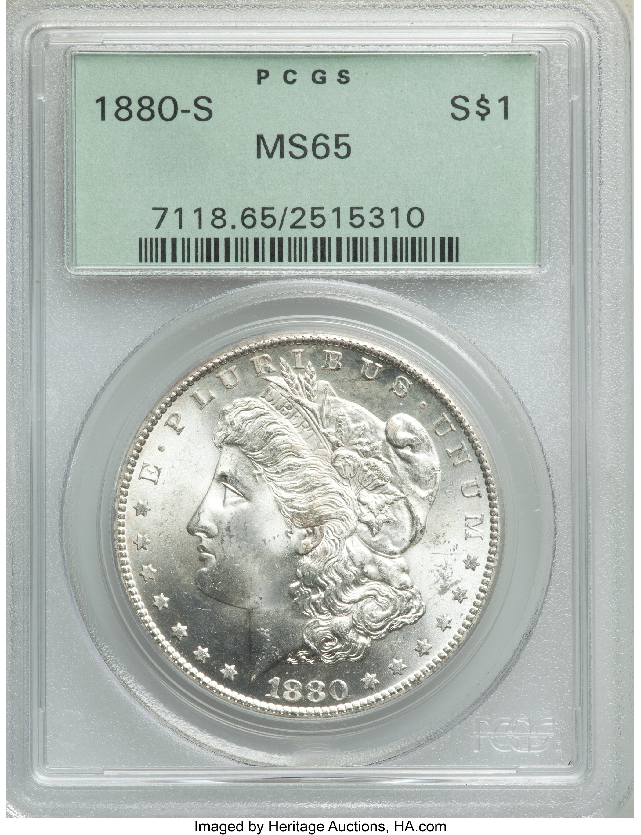 1880-S $1 MS65 PCGS. PCGS Population: (37570/13748). NGC Census: | Lot  #21711 | Heritage Auctions