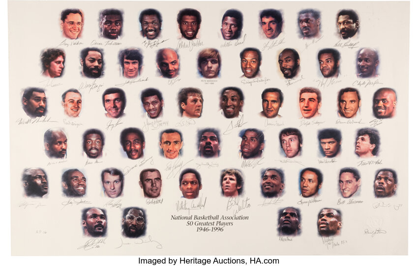 1996 Nba S 50 Greatest Players Signed Lithograph Basketball Lot 56926 Heritage Auctions