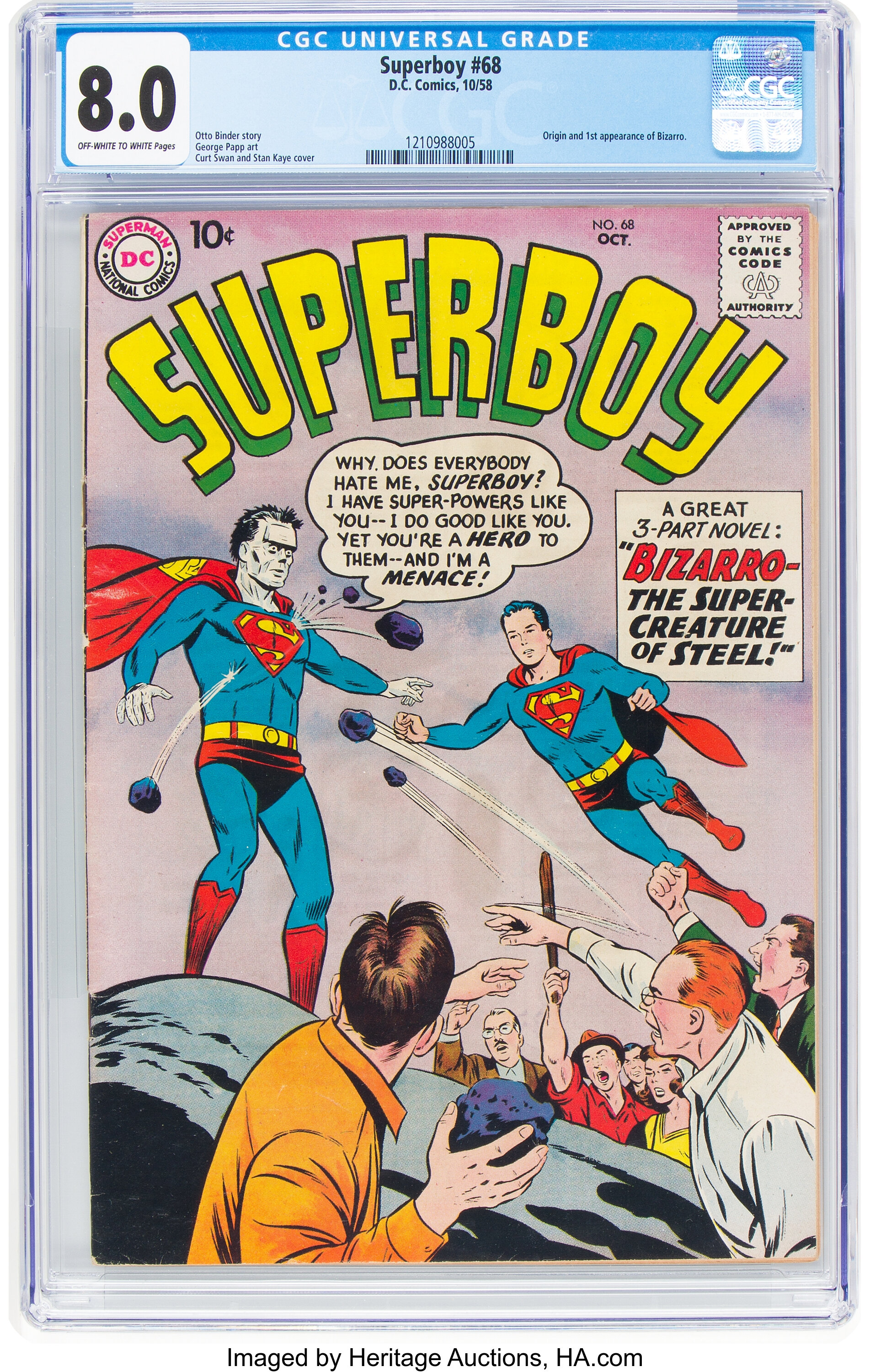 Superboy #68 (DC, 1958) CGC VF 8.0 Off-white to white pages.... | Lot ...