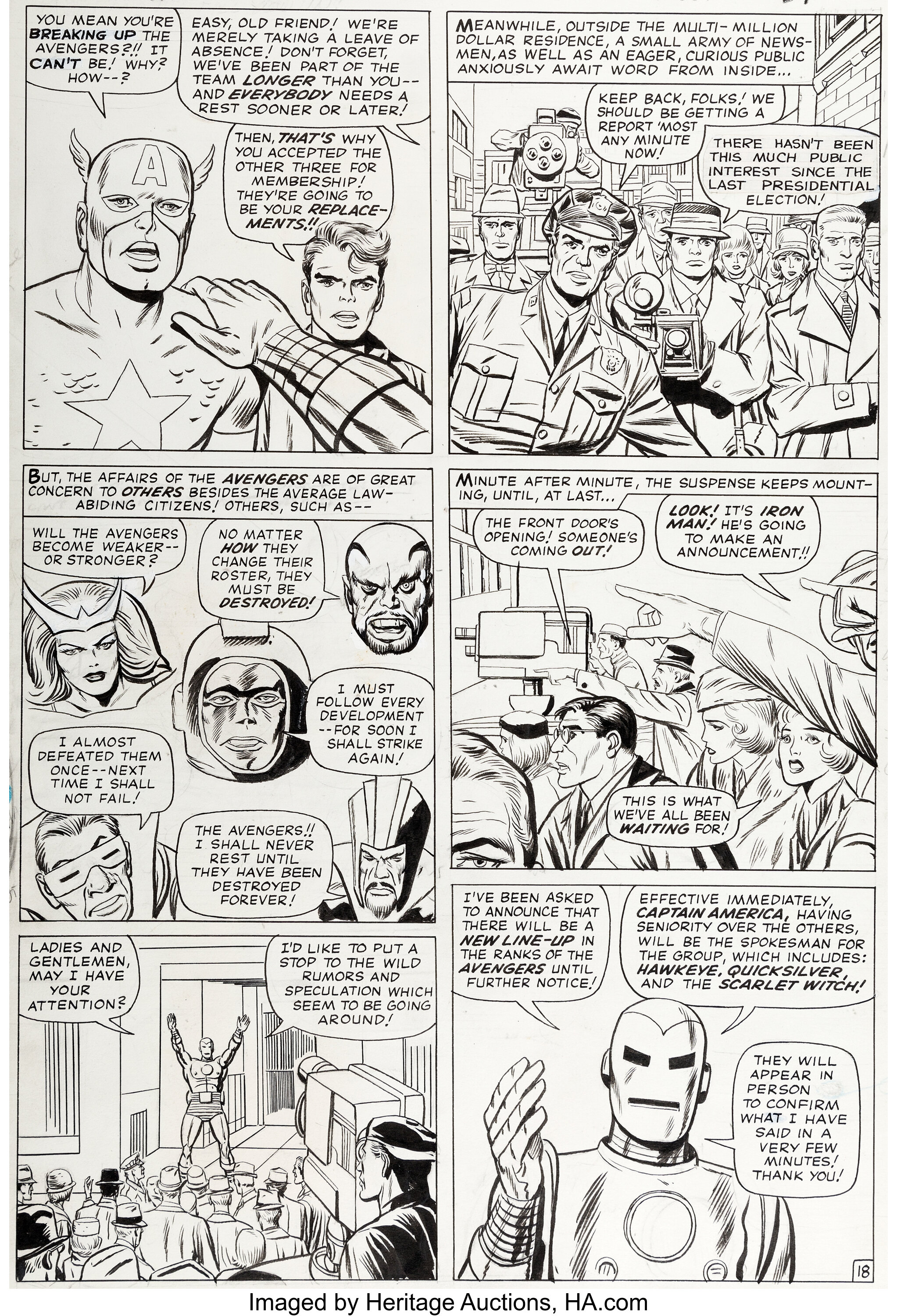 Jack Kirby and Dick Ayers Avengers #16 Page 18 Original Art | Lot #93135 |  Heritage Auctions