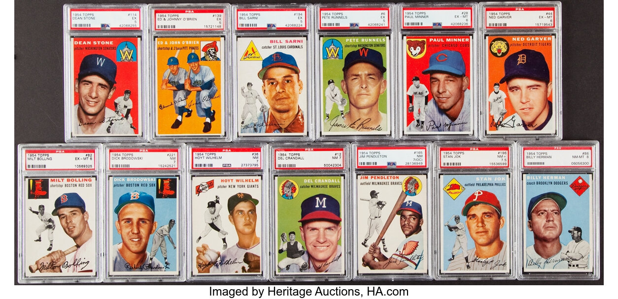 1954 Topps Baseball PSA Graded Collection 13 Baseball Cards Lot